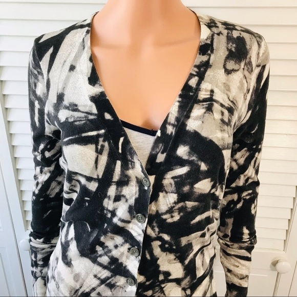 SIMPLY VERA VERAWANG Black Gray Cotton Cardigan Sweater Size XS - Picture 2 of 7